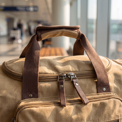 Voyage Canvas Duffle top and handle detail