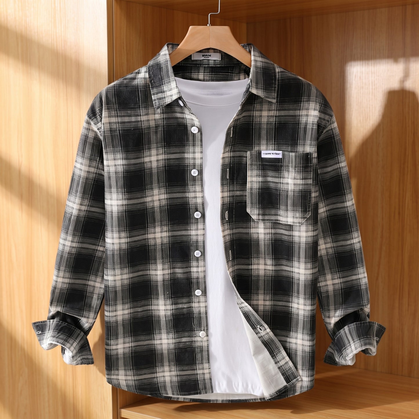 WOVEN CHECK LOOSE SHIRT