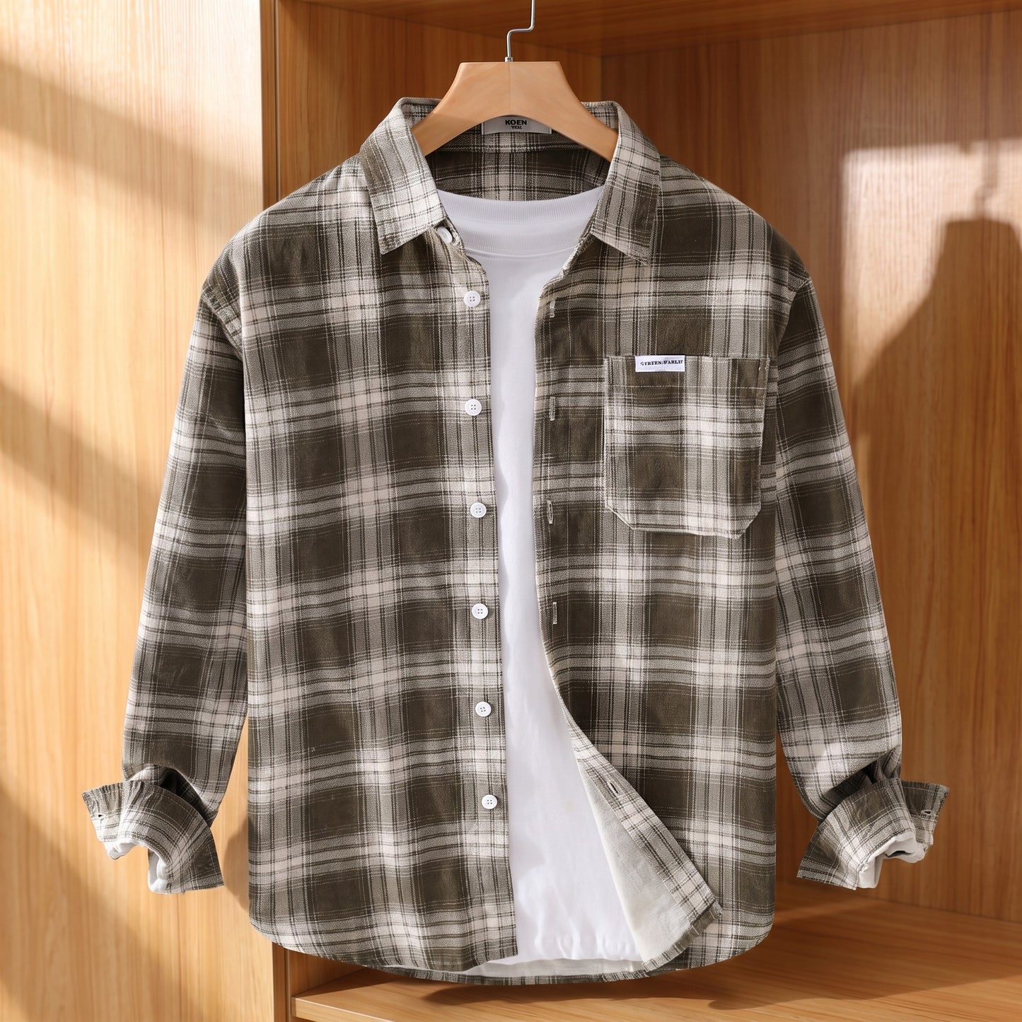 WOVEN CHECK LOOSE SHIRT