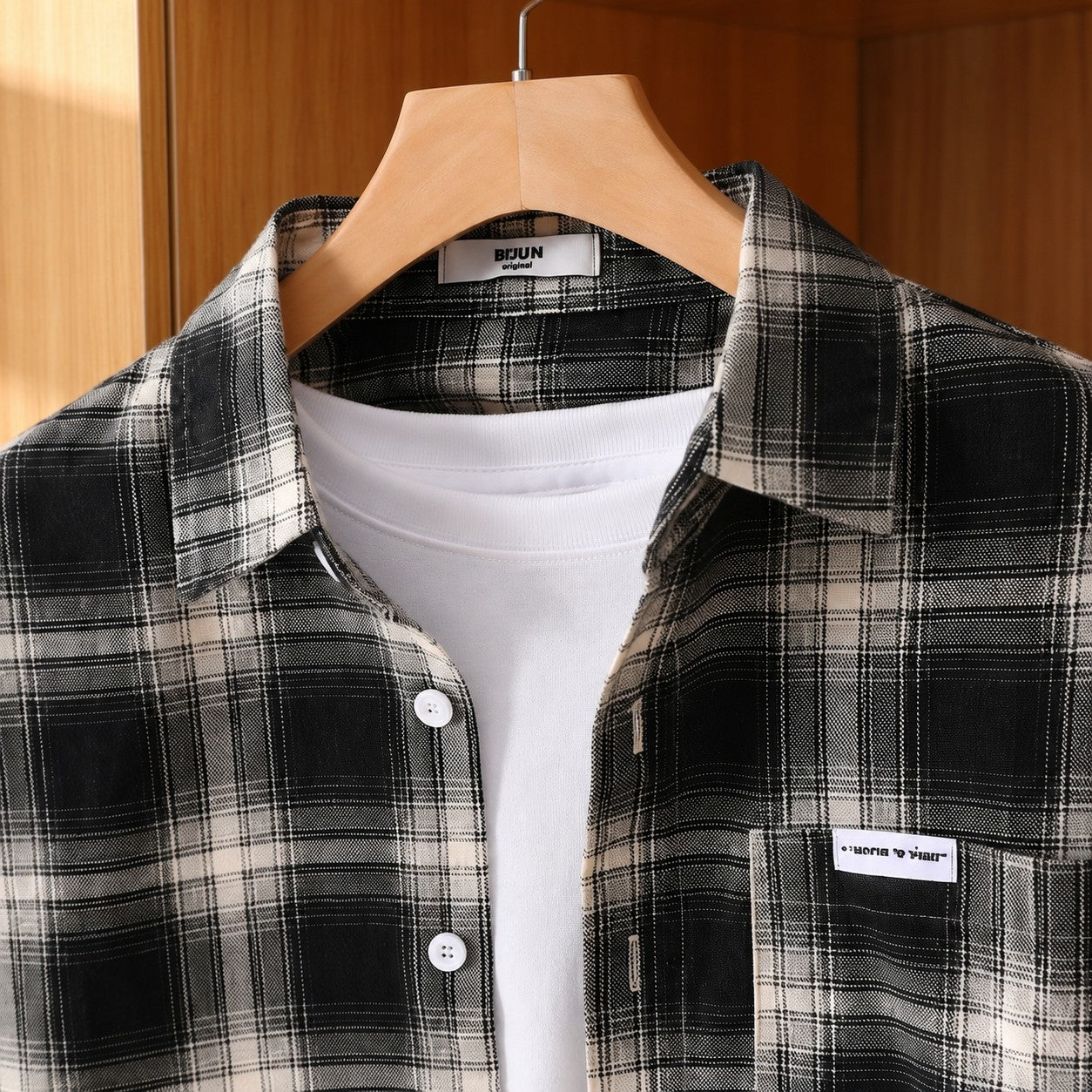 WOVEN CHECK LOOSE SHIRT