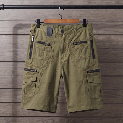 Zip Cargo Shorts in Army Green