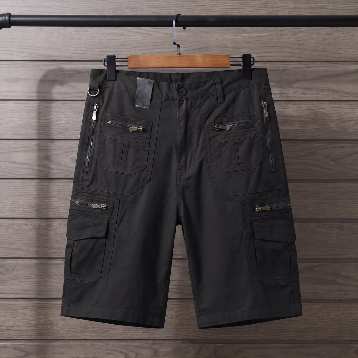 Zip Cargo Shorts in Black