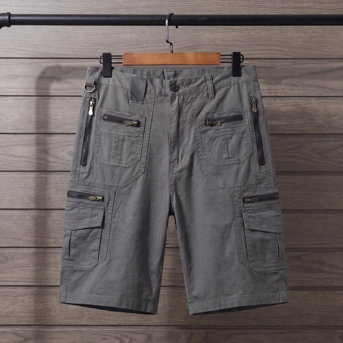 Zip Cargo Shorts in Dark Grey