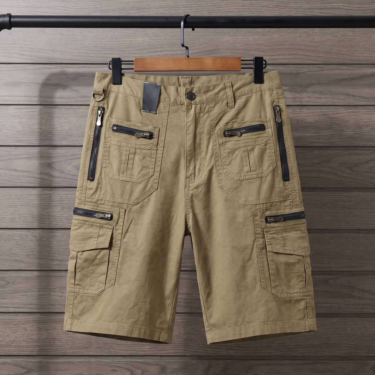 Zip Cargo Shorts in Khaki