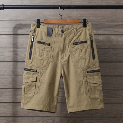 Zip Cargo Shorts in Khaki