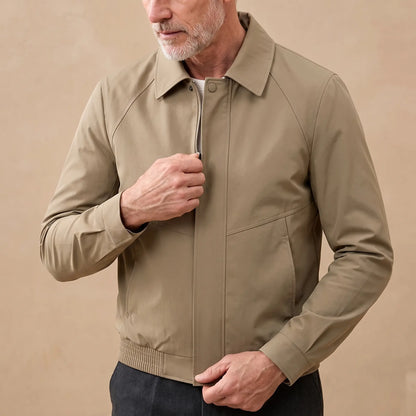 Jacket worn, doing the zip up