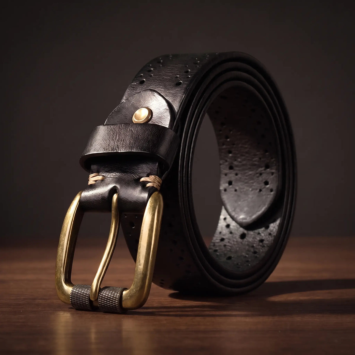 Antique brass belt black