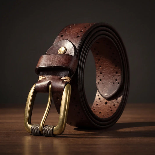 Antique brass belt brown