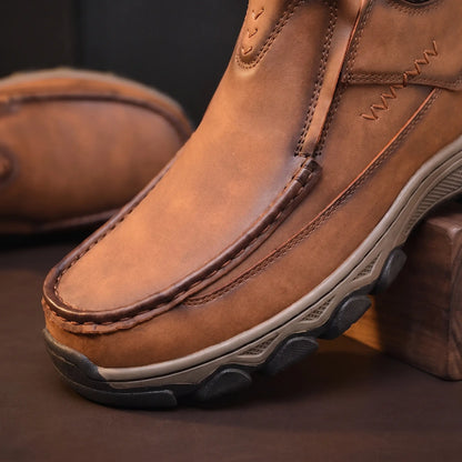 Close up of the apron toe seam and zigzag stitch detail on Apron Toe Shoes
