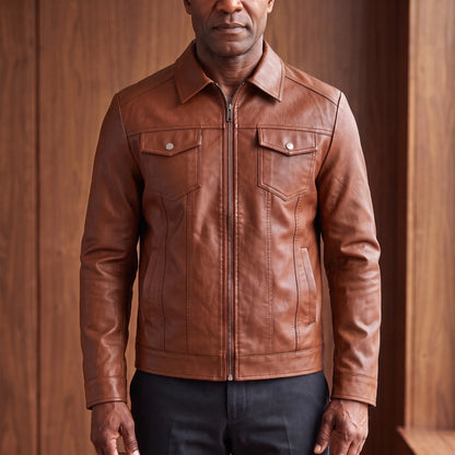 Slim rider jacket in tan