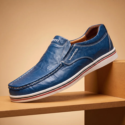 Stitched Moccasin Loafers - Blue