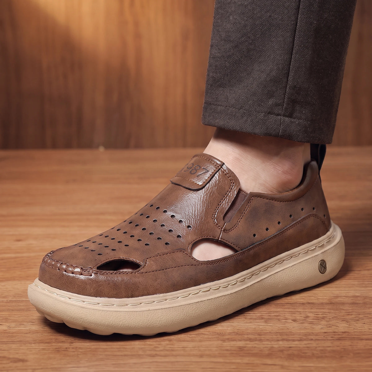 Classic Breathable Sandals worn lifestyle on wood floor