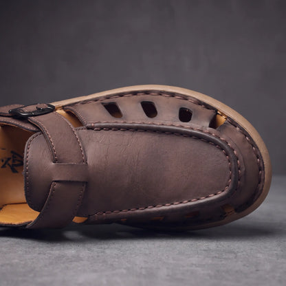 Roman sandal cage strap and toe vents detail