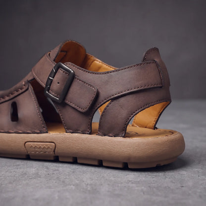 Roman sandal buckle heel and sole detail