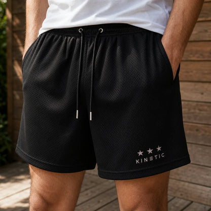 Close-up of Classic Fitness Shorts mesh waistband and drawstrings