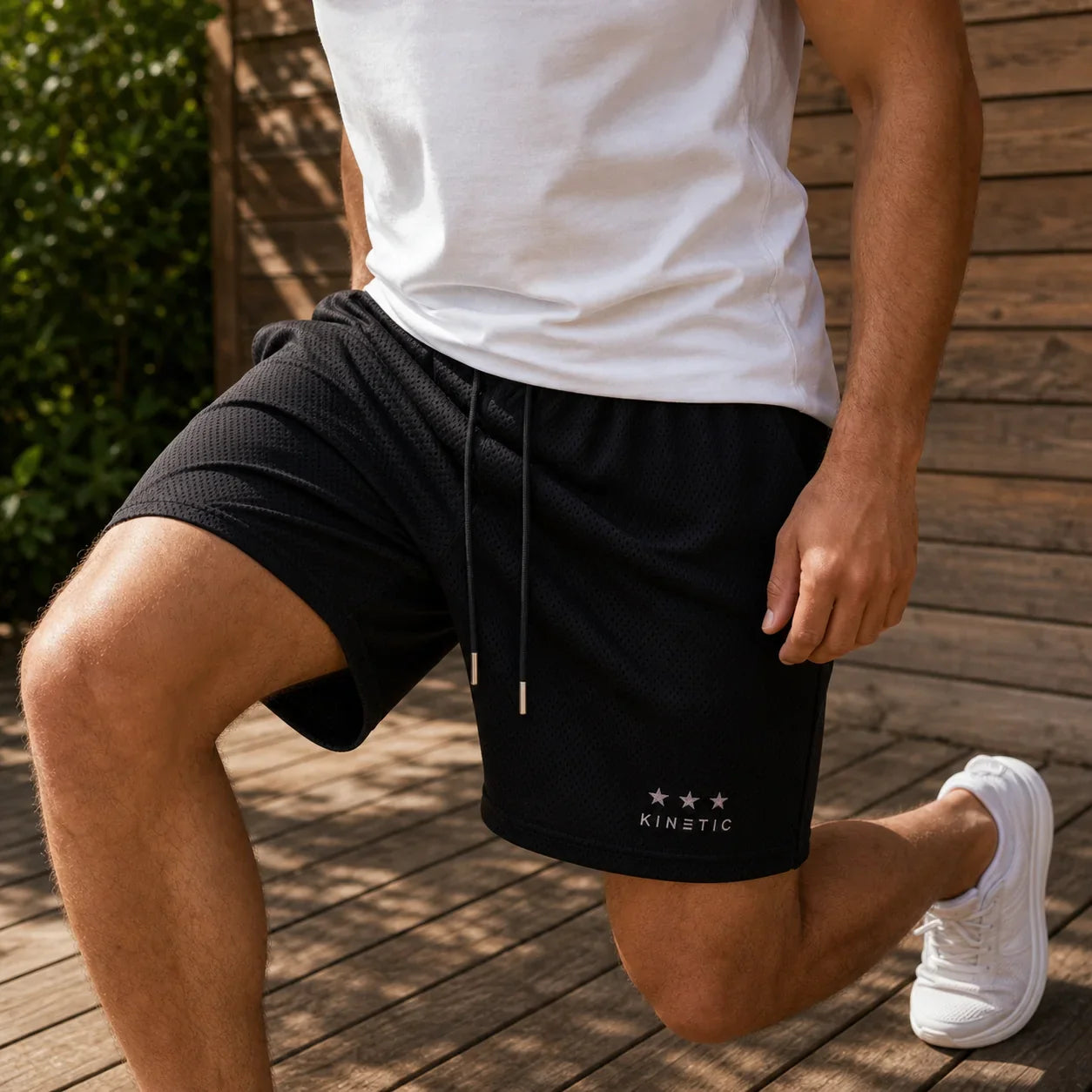Classic Fitness Shorts worn during an outdoor lunge