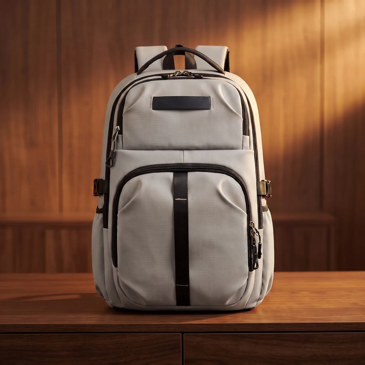 Large capacity light grey business laptop backpack