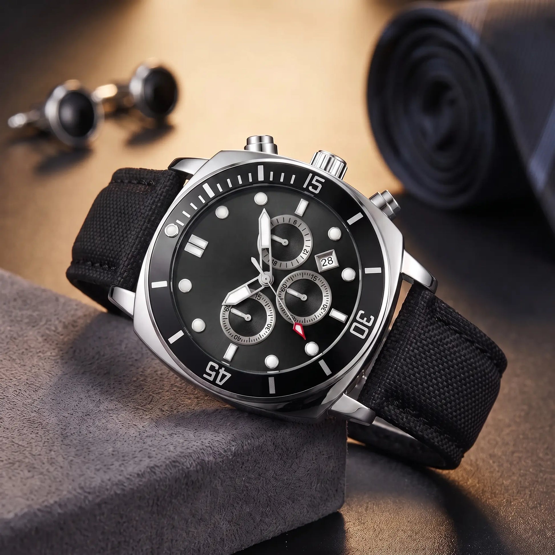Diver bezel watch silver black