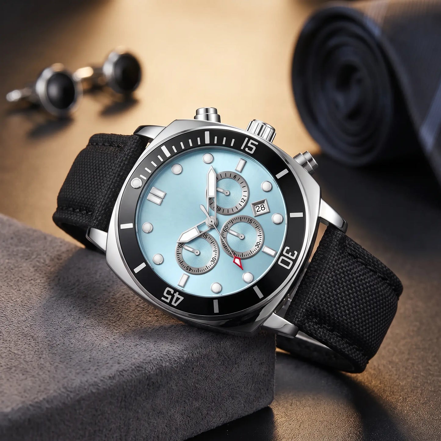 Diver bezel watch silver blue