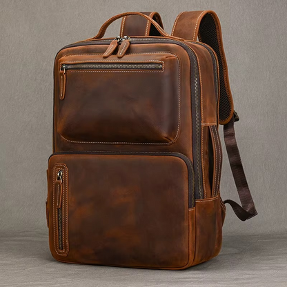 DOUBLE LAYER LEATHER BACKPACK