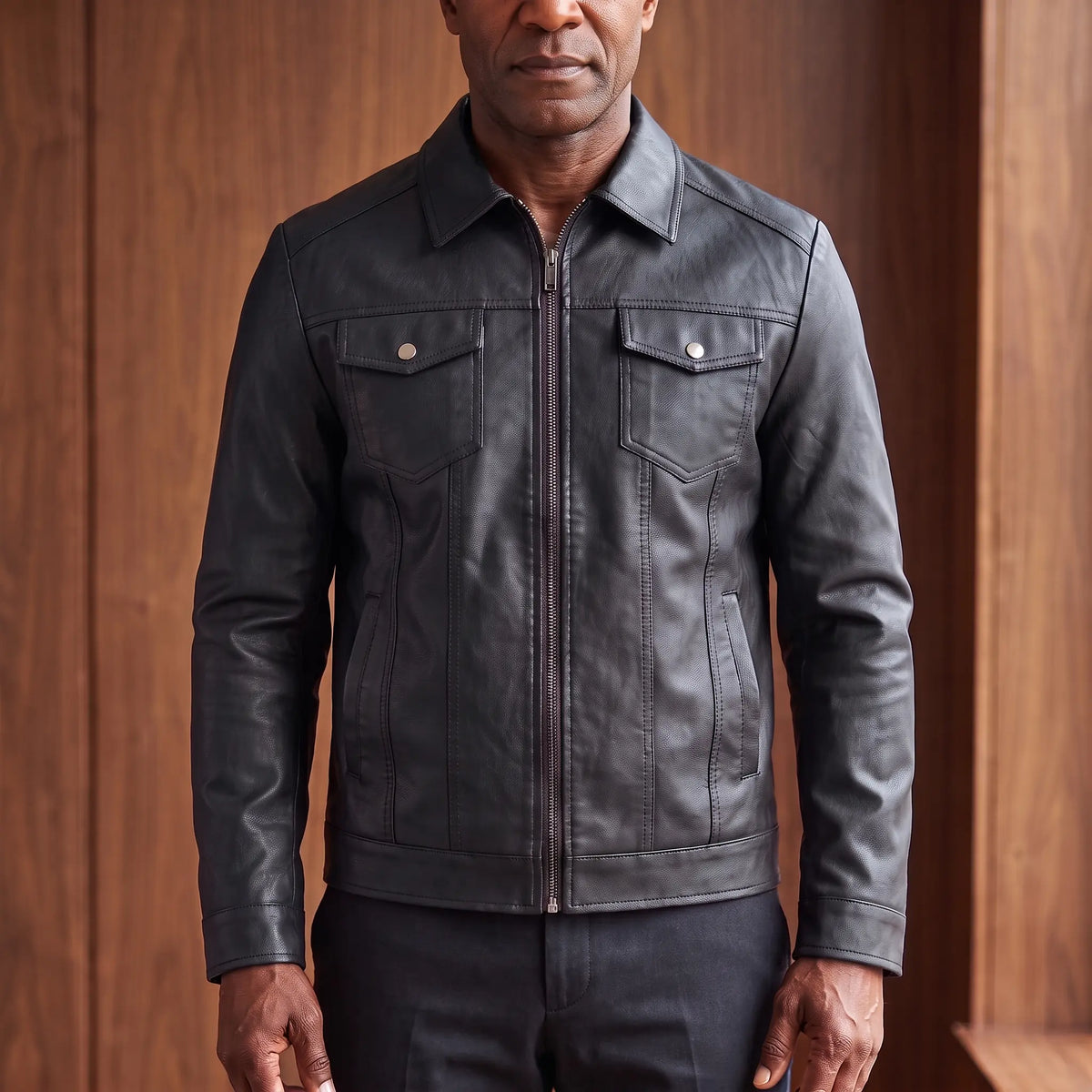 Slim rider jacket in black
