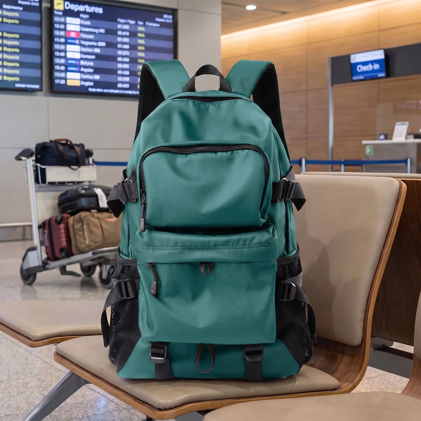 Padded laptop travel backpack in green