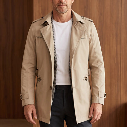 Longline cotton jacket in beige