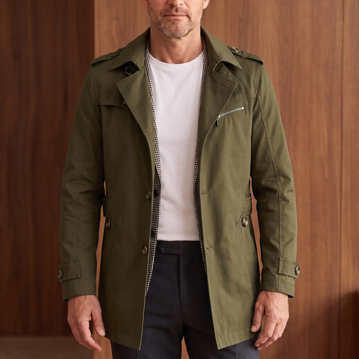 Longline cotton jacket in green