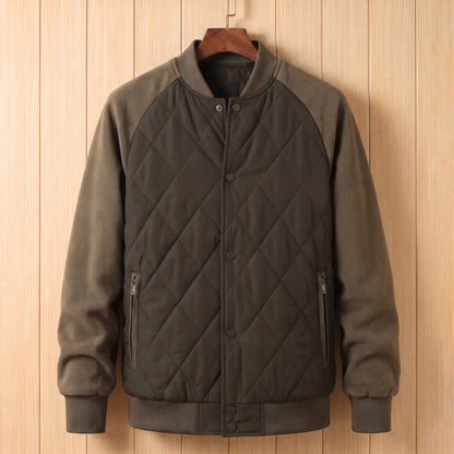 Quilted varsity jacket in green