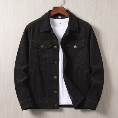 Four-Pocket Corduroy Jacket black trucker jacket