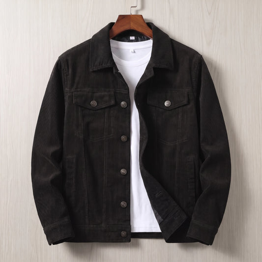 Four-Pocket Corduroy Jacket black trucker jacket