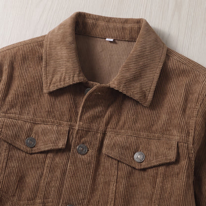 Four-Pocket Corduroy Jacket collar and chest pocket detail