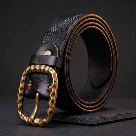 Hammered brass belt black