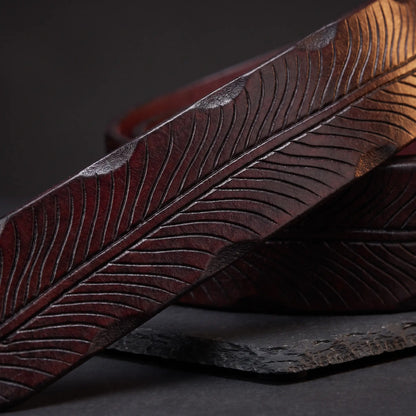 Hammered brass belt carved strap detail