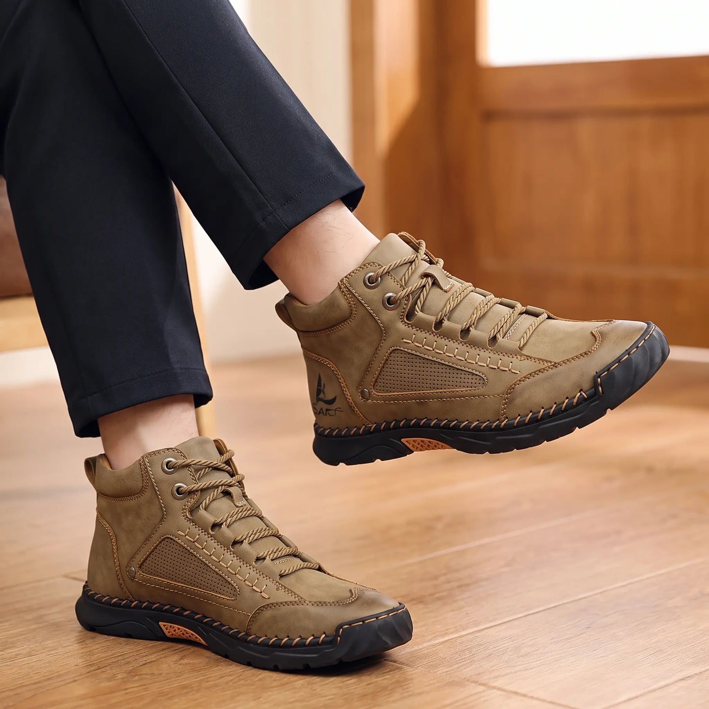 Hand-Stitched Ankle Boots worn
