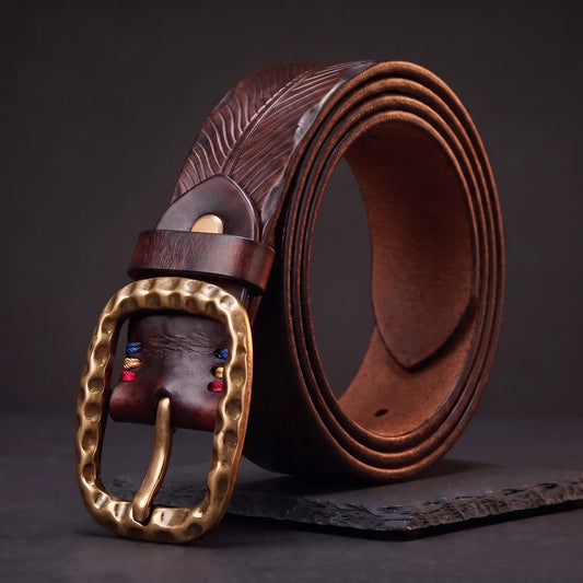 Hammered brass belt brown