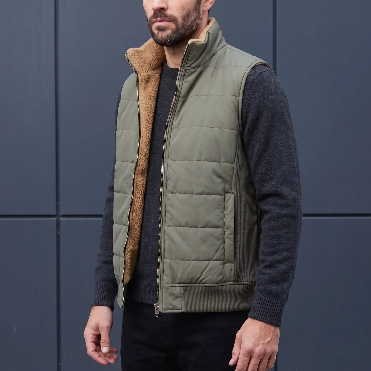 RIBBED SIDE VEST Army Green