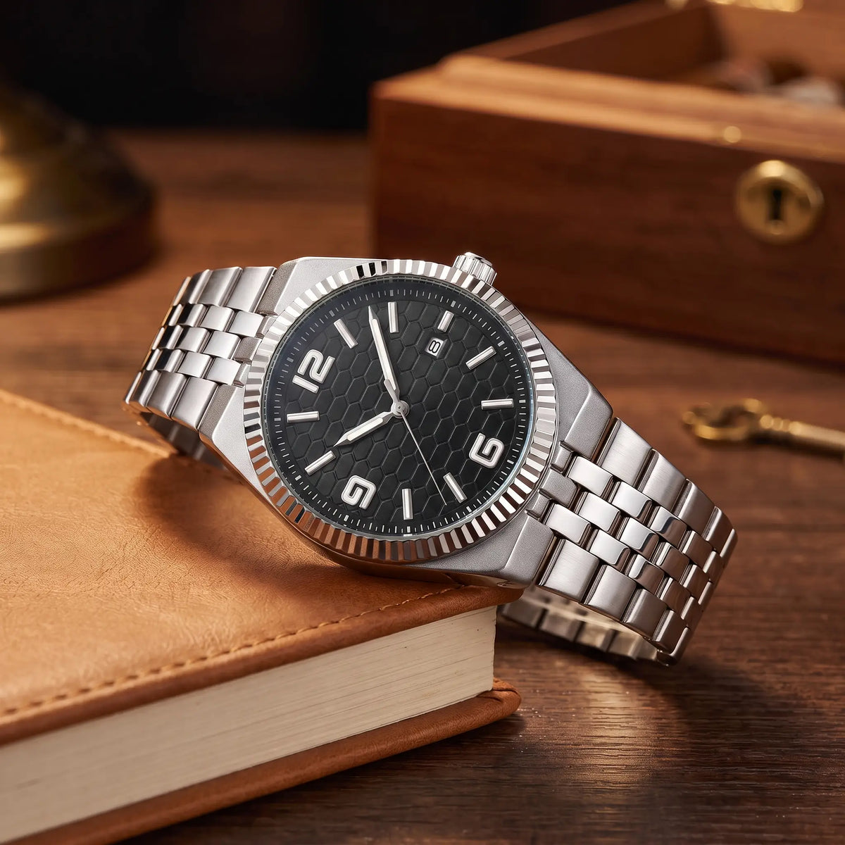 Honeycomb dial watch black