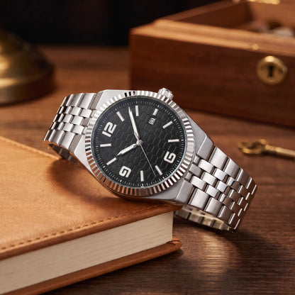 Honeycomb dial watch black