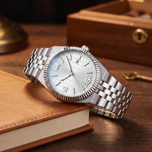 Honeycomb dial watch white
