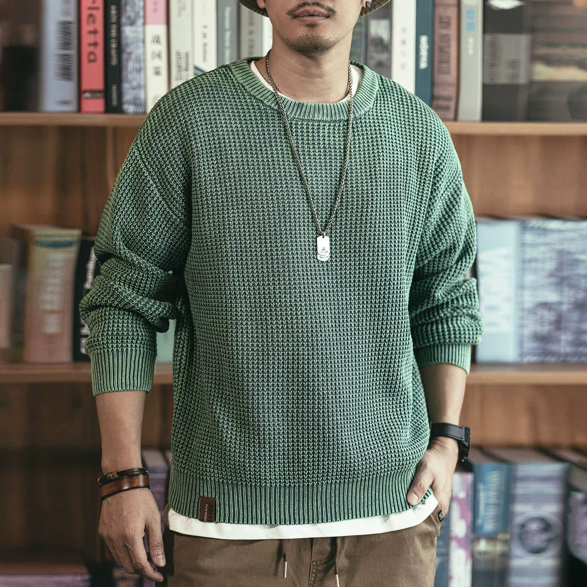 WAFFLE KNIT SWEATER