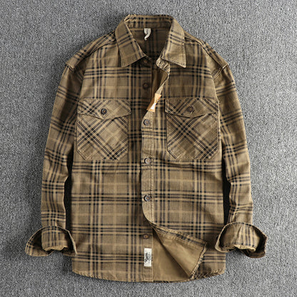 PLAID WOVEN COTTON SHIRT