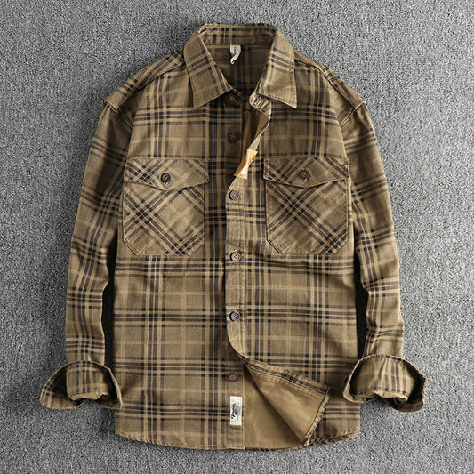 PLAID WOVEN COTTON SHIRT