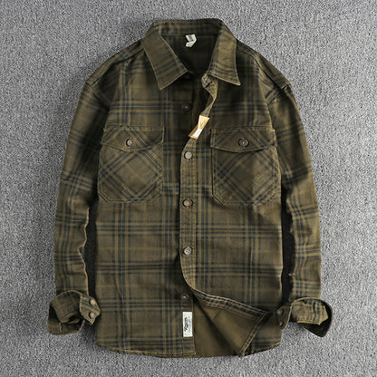 PLAID WOVEN COTTON SHIRT