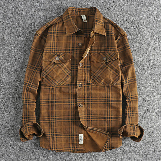 PLAID WOVEN COTTON SHIRT