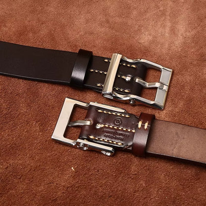 Marenzo Brass Leather Belt
