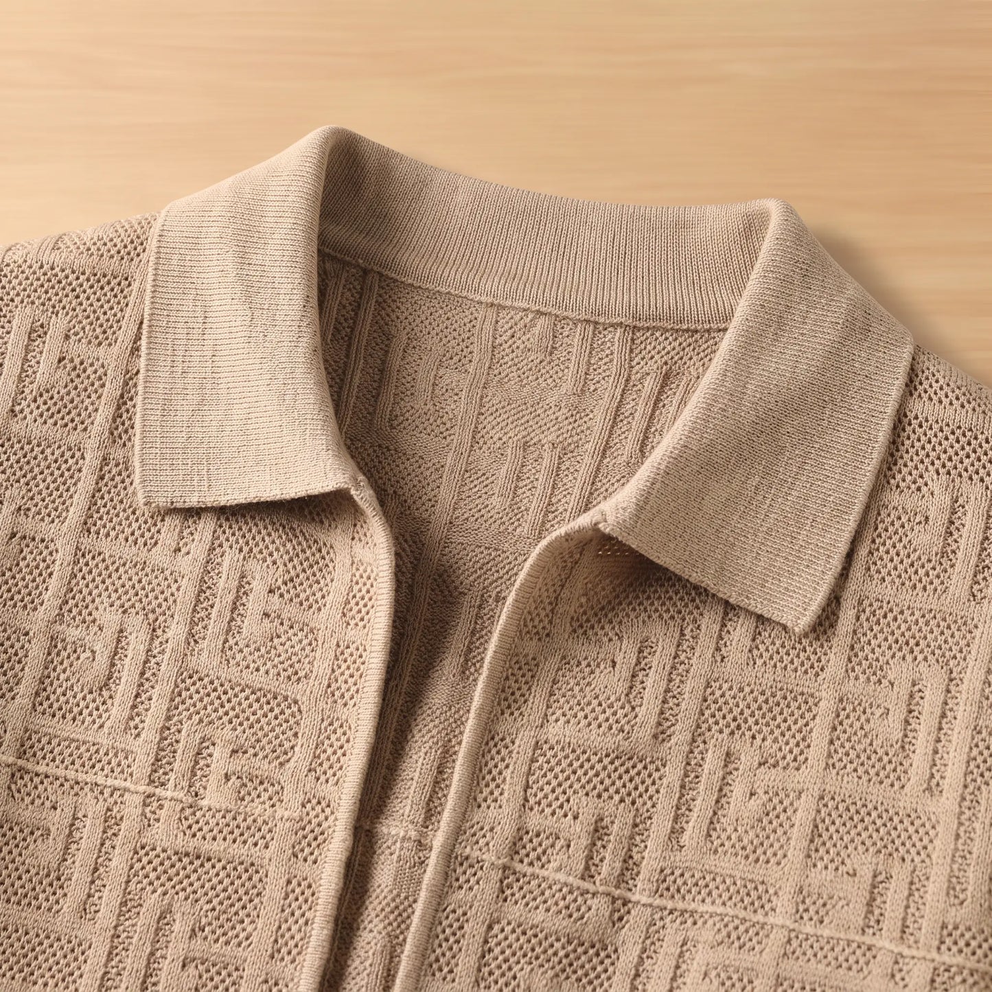 Cardigan collar and buttonless upper placket detail