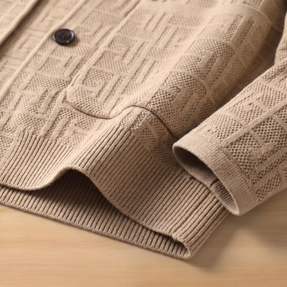 Cardigan hem, pocket and knit texture detail
