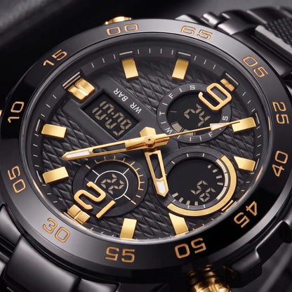 Macro close up of the dual display dial on the LED Sports Watch
