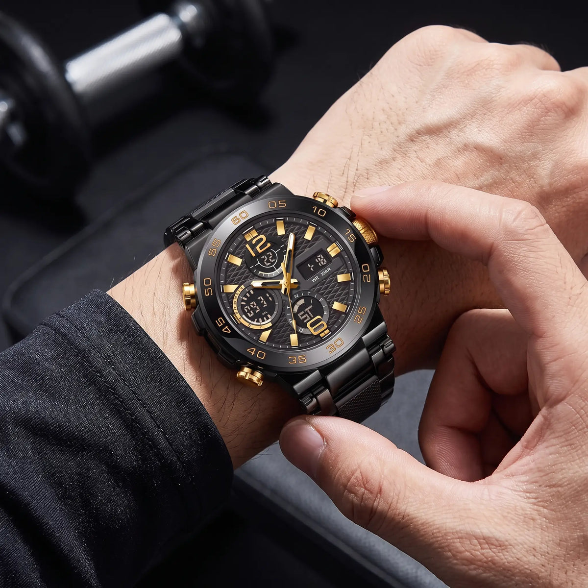 Man fastening the LED Sports Watch onto his wrist